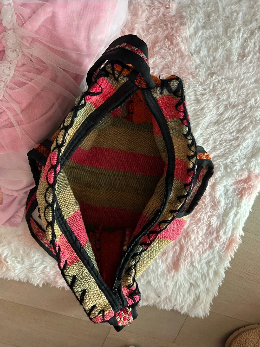 Handwoven Blanket Striped Tote Bag